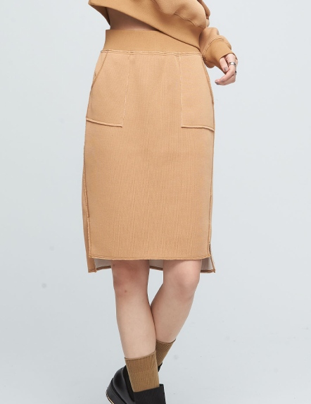 剪邊開衩鉛筆裙【兩色】