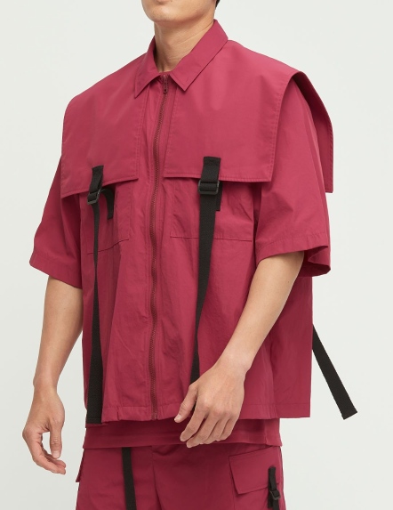 涼感寬版造型五分袖工裝外套【兩色】