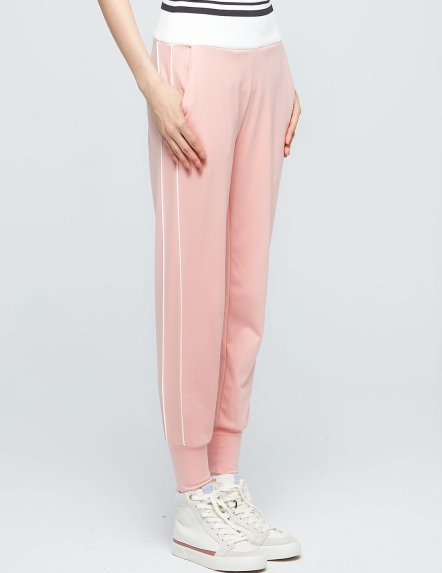 抗菌吸排羅紋高腰束口褲