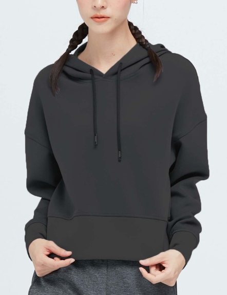 Casual-抗菌連帽短版棉柔吸排衛衣(女)