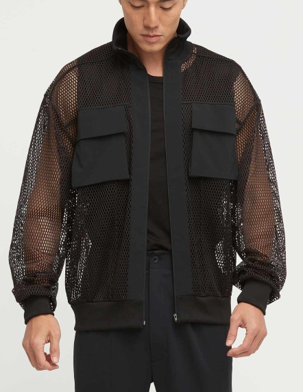 透視網眼口袋造型外套