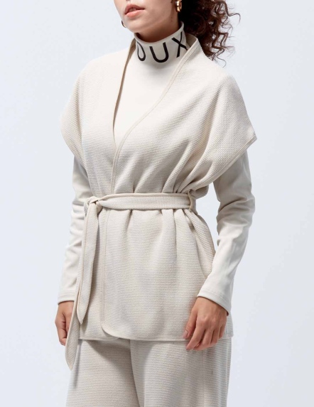 甦活華夫格綁帶開襟背心