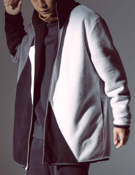 幾何拼接絨毛雙面外套