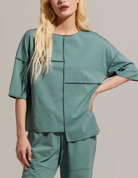 不對稱立裁拼接上衣【多色】