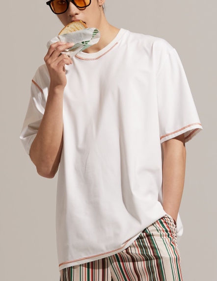 不對稱線性寬版上衣【多色】