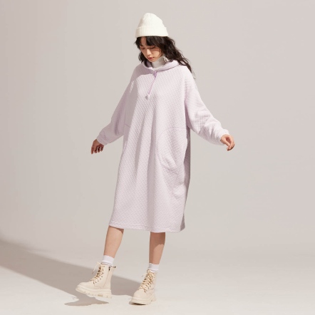 REBOOT動能-線性緹花連帽寬鬆洋裝【多色】