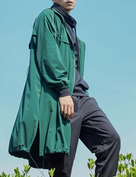 抗UV輕潑水長版風衣