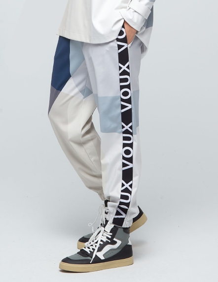 高彈幾何LOGO九分褲