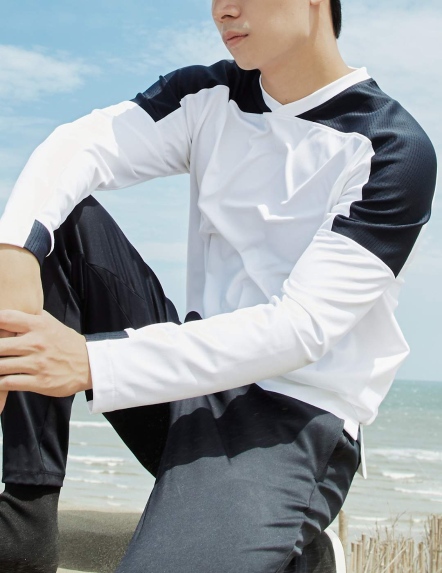 抗菌V領拼接吸排上衣【兩色】