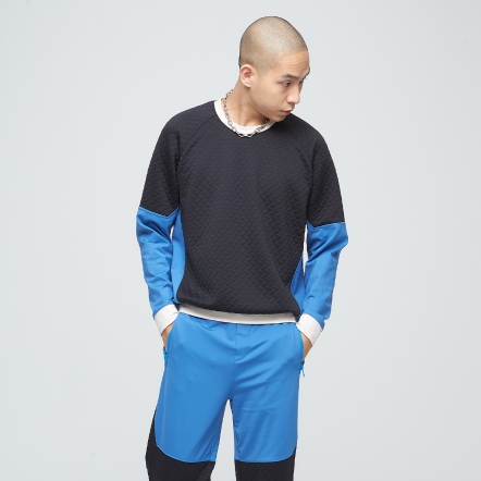 COZEE-線性緹花拼接鋪棉衛衣【多色】