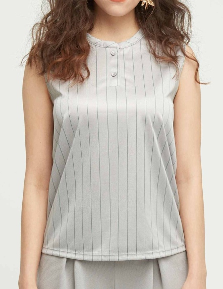小立領條紋背心