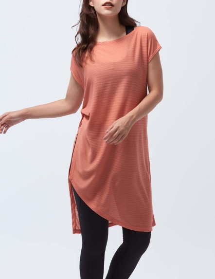 華夫格扭結開衩長版上衣【多色】