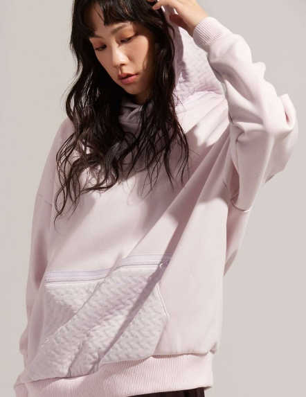 線性緹花拼接刷毛連帽上衣【三色】