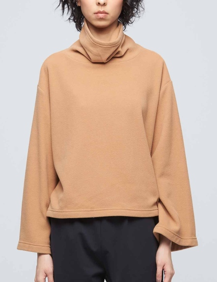 高領寬袖短版上衣【多色】