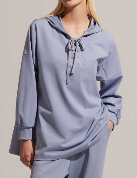 落肩前綁帶連帽上衣【兩色】