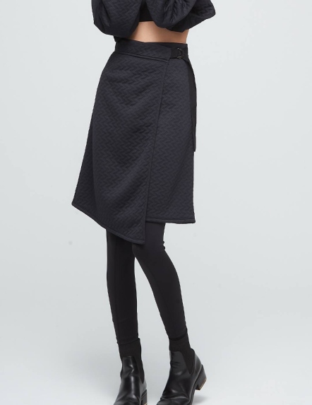 線性緹花鋪棉中長裙【兩色】