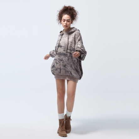 COZEE-抗菌刷毛logo連帽長版上衣【多色】