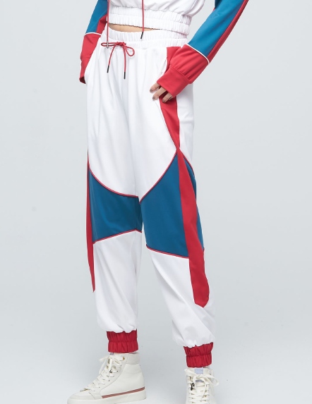 撞色拼接束口九分褲【兩色】