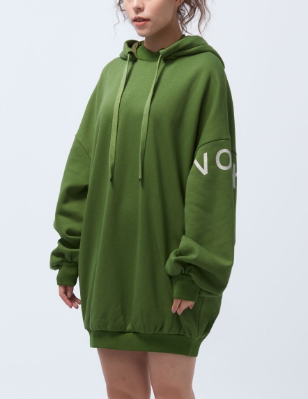 刷毛logo連帽長版上衣【兩色】