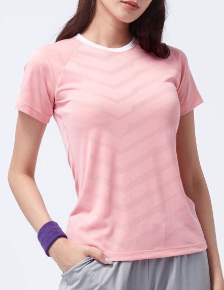 COZEE-抗菌緹花圓領修身上衣【多色】