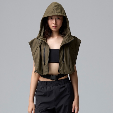 防潑水造型連帽短版背心【多色】