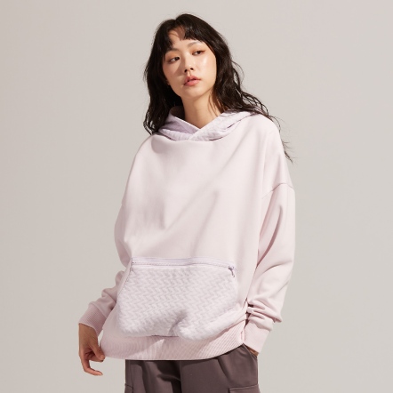 REBOOT動能-線性緹花拼接刷毛連帽上衣【多色】