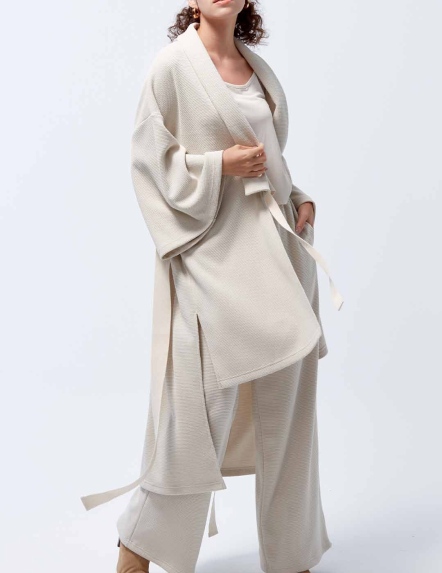 REBOOT-甦活華夫格開襟綁帶罩衫