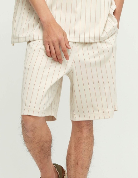 REBOOT復甦機能打褶條紋五分短褲