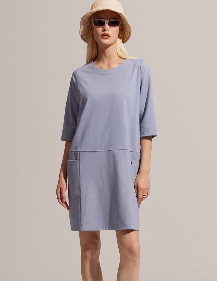 大口袋五分袖修身洋裝【兩色】