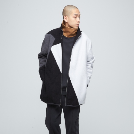 COZEE-幾何拼接絨毛雙面外套(中性)