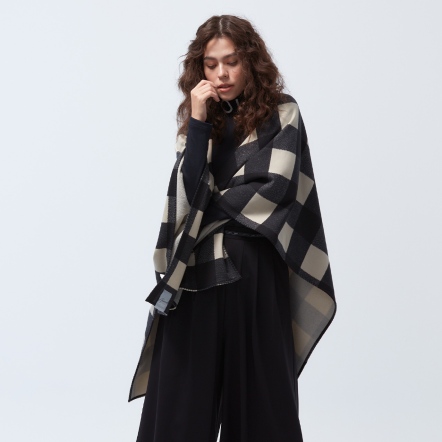 COZEE-抗菌格紋刷毛造型披肩