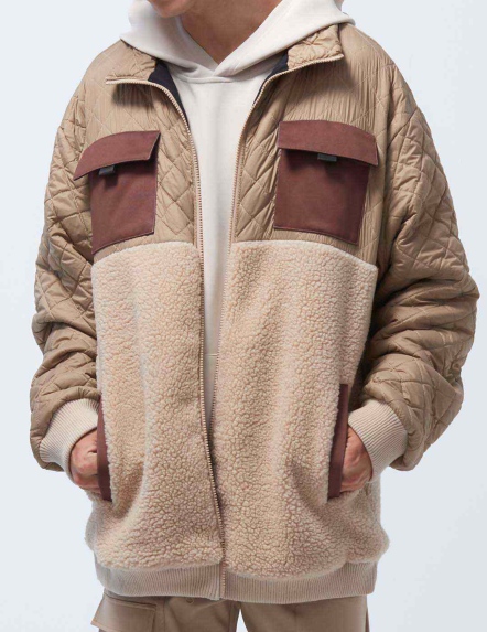 甦活石墨烯棉拼接OverSiz衍縫外套