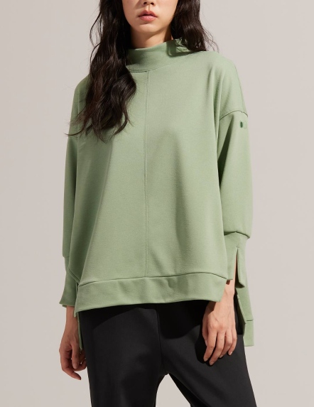 小立領落肩不對稱上衣