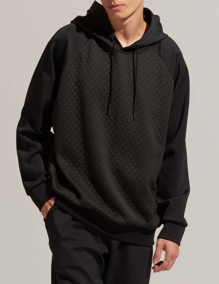 棉柔緹花拼接連帽衛衣【兩色】