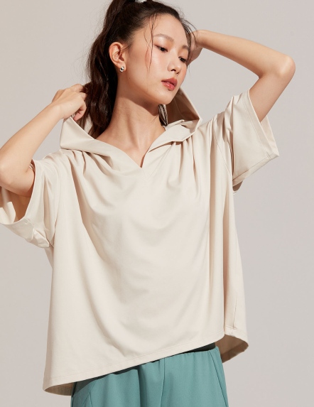 連帽V領短版上衣【多色】