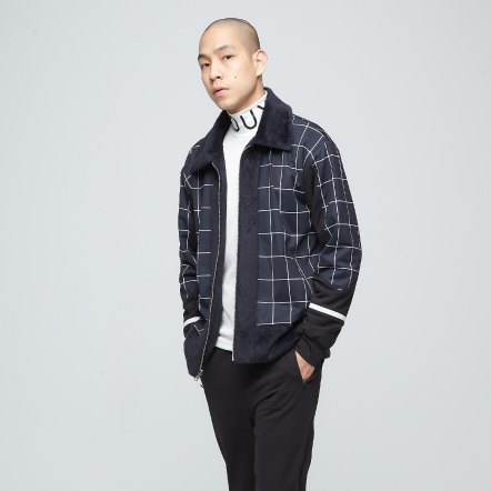 抗菌絨毛格紋雙面外套